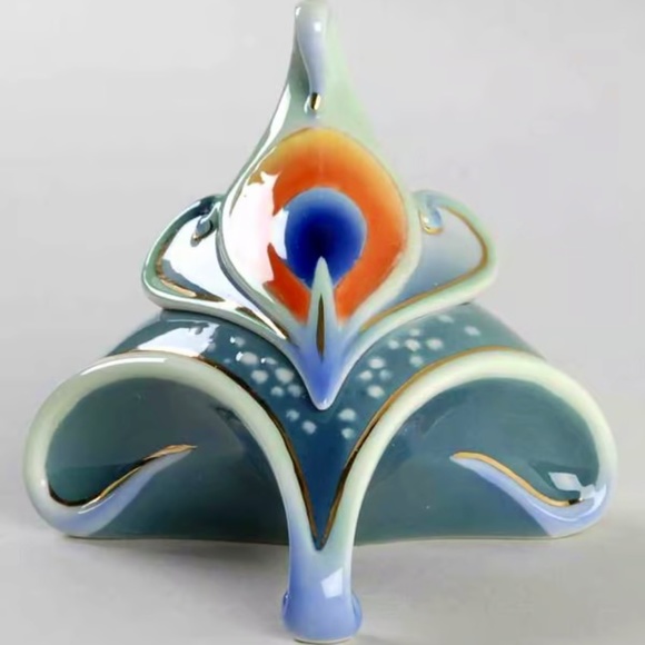 FRANZ MAGNIFICENT PEACOCK SUGAR JAR WITH COVER (FZ01208) - Picture 1 of 3